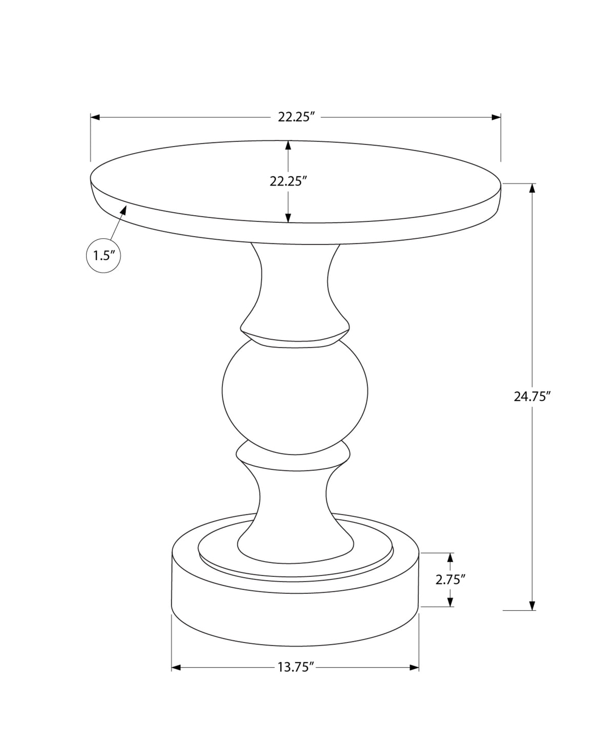 Monarch Specialties - Accent Table, 25"H, Indoor Or Outdoor, Bedroom, End, Living Room, Nightstand, Round, Side Table, White, Transitional