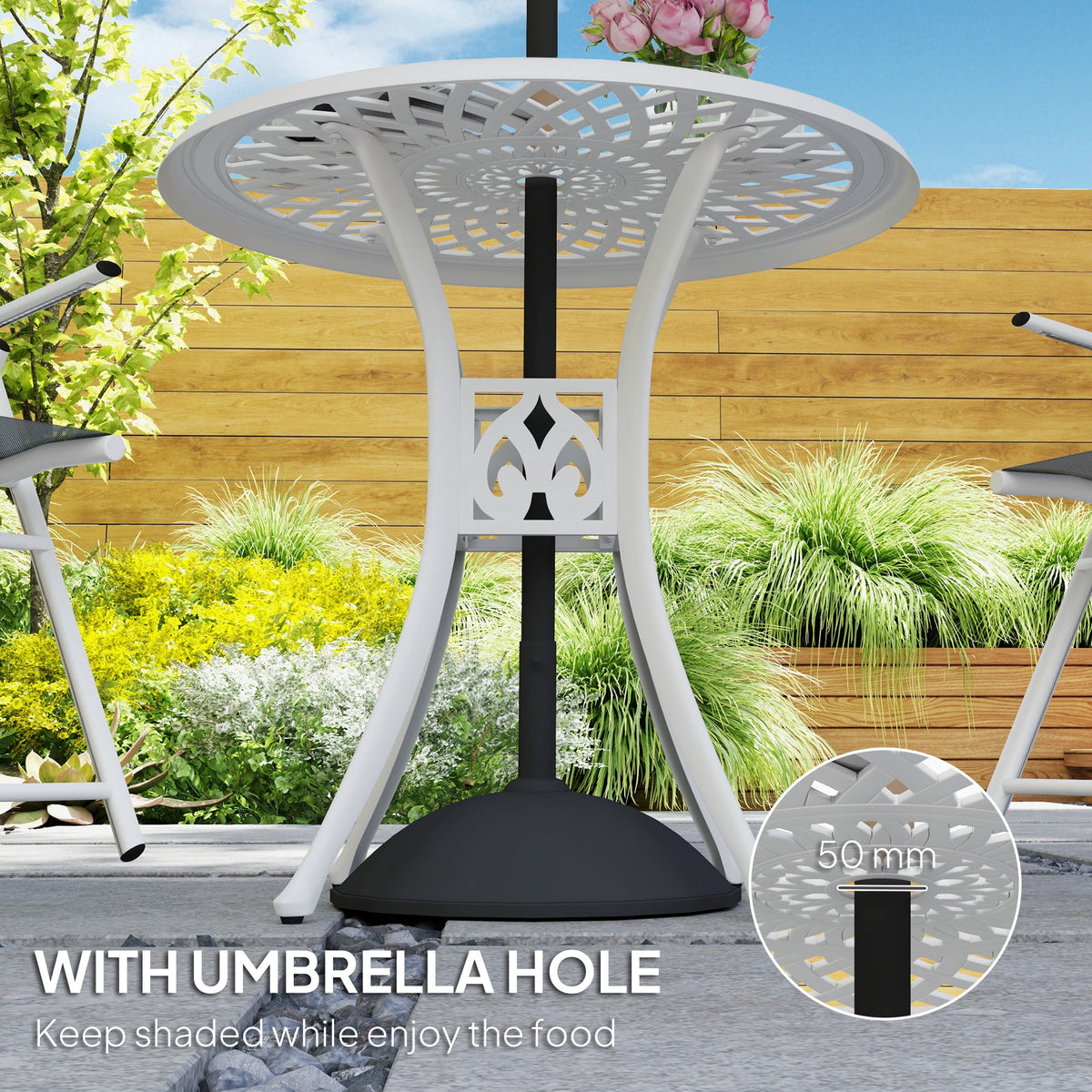 Outsunny 30-inch Round Patio Dining Table, White