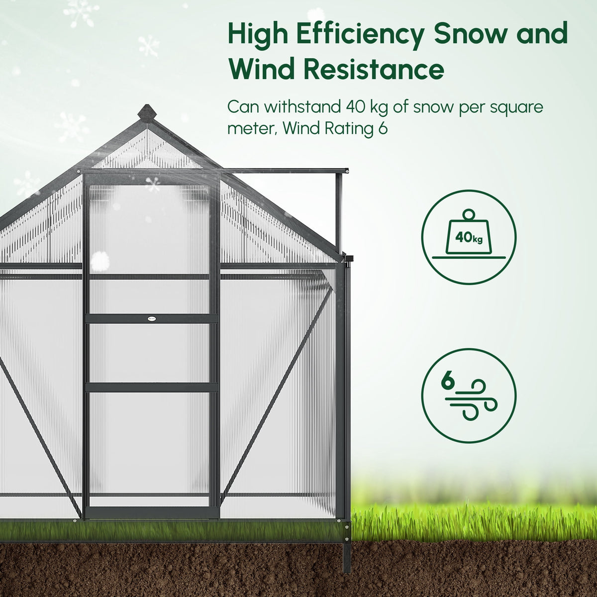 CoSoTower Greenhouse Garden, Green House, Outdoor Greenhouse Kit, PC Board with Sliding Door, 6.2' x 4.3' x 6.6', Grey