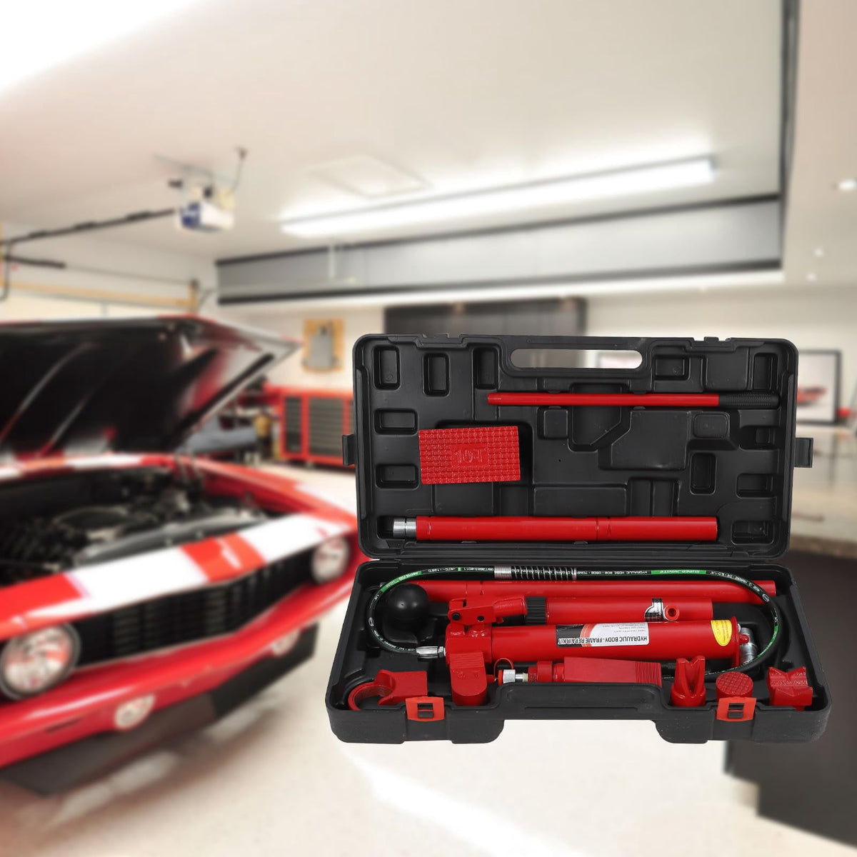 Yiwa Hydraulic Ram Auto Body Frame Repair Kit, Versatile Applications with Comprehensive Components, Durable Storage Solution, Heavy Load Capacity, Quick & Easy Set-Up for Automotive and Furniture