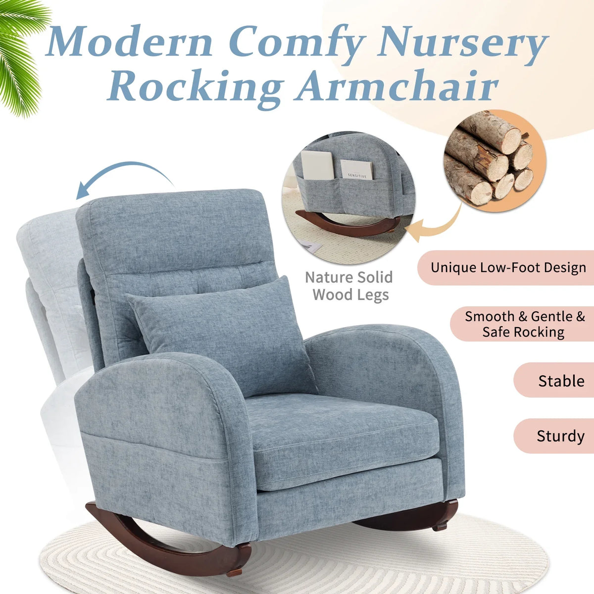 2026 NewKtaxon Rocking Accent Chair Glider Reading Chair Comfy Teddy Velvet Upholstered Single Sofa Rocker for Living Room, Nursery, Bedroom Beige
