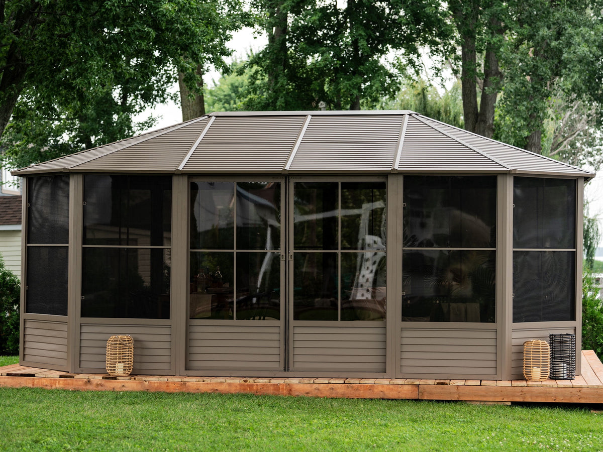 Gazebo Penguin Florence 12 ft x 18 ft Metal Roof Solarium - Sand