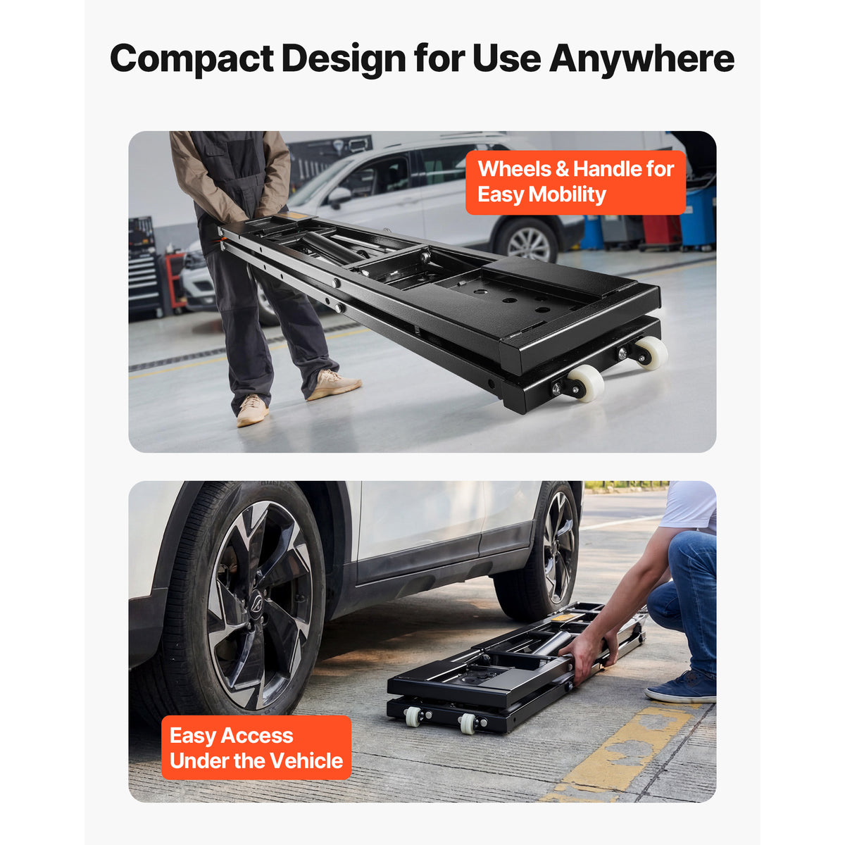 KFFKFF Portable Car Lift, 5000 lbs Capacity, Heavy Duty Quick Lift with 25.6" Max Height, Pneumatic Pump, Wheels, 4 Rubber Pads & 4 Lifting Columns