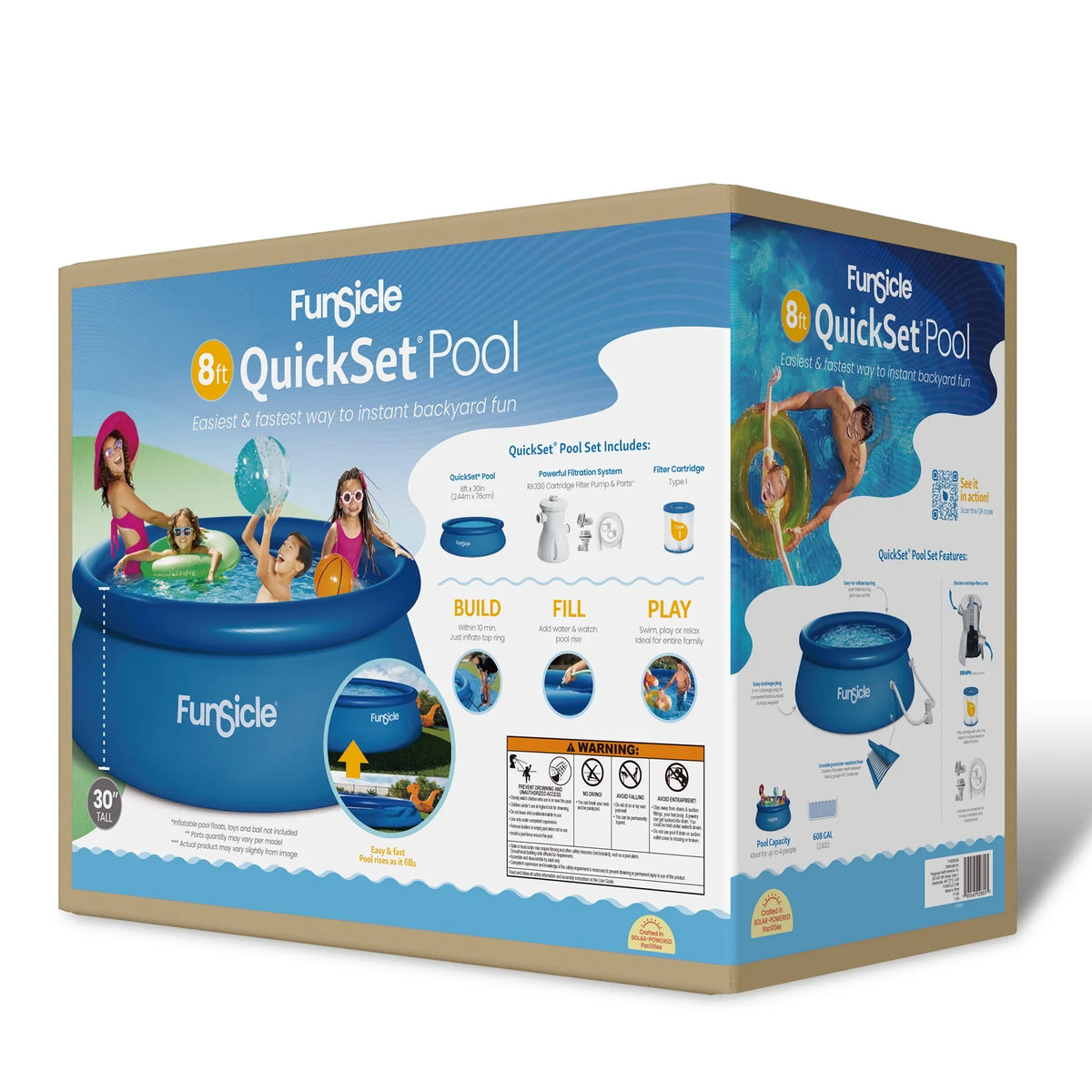 2026 NewFunsicle 8 ft QuickSet Above Ground Swimming Pool, Round, Age 6 & up