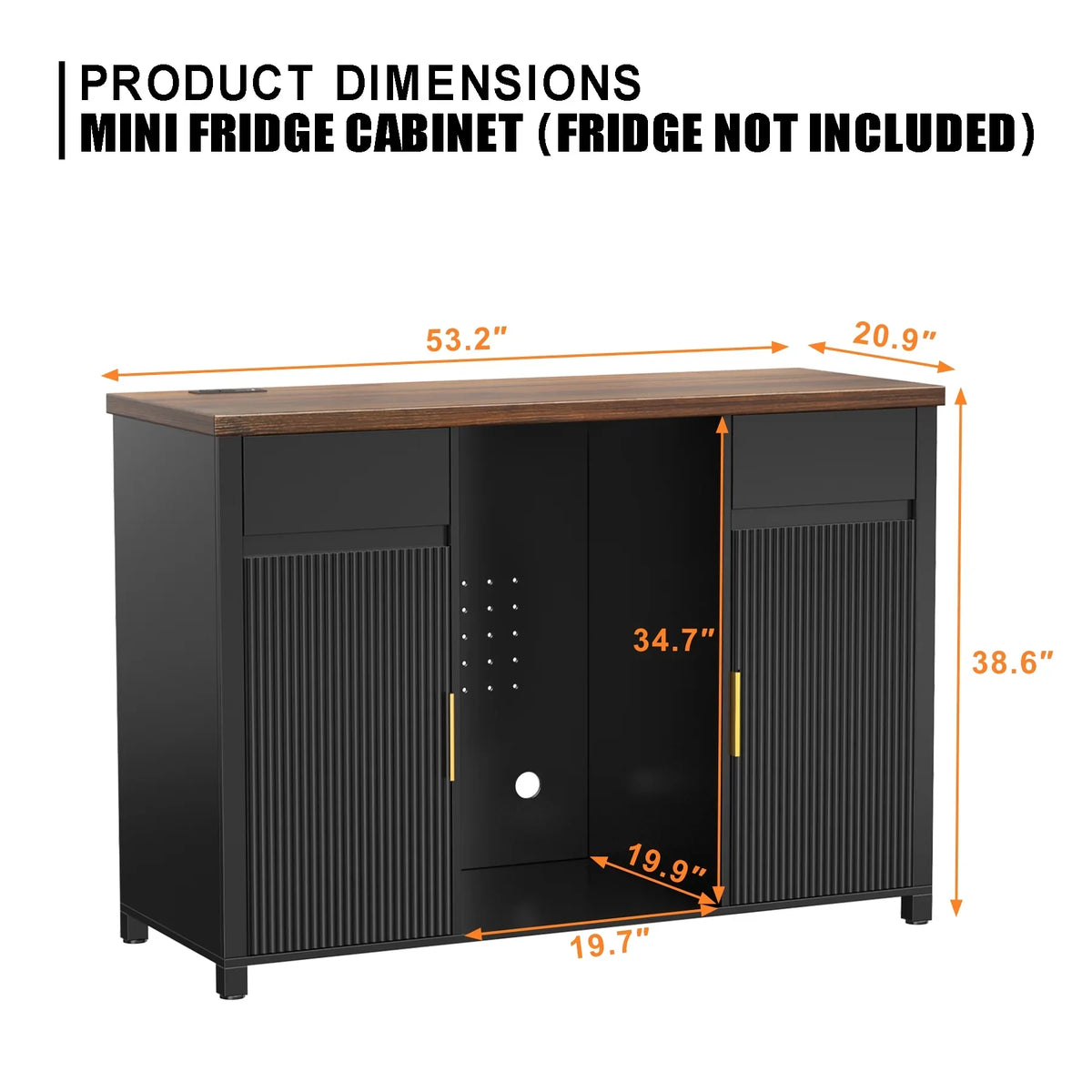 2026 NewCoffee Bar Cabinet with Fridge Space, Mini Fridge Cabinet"Buffet Sideboard"53.2"L