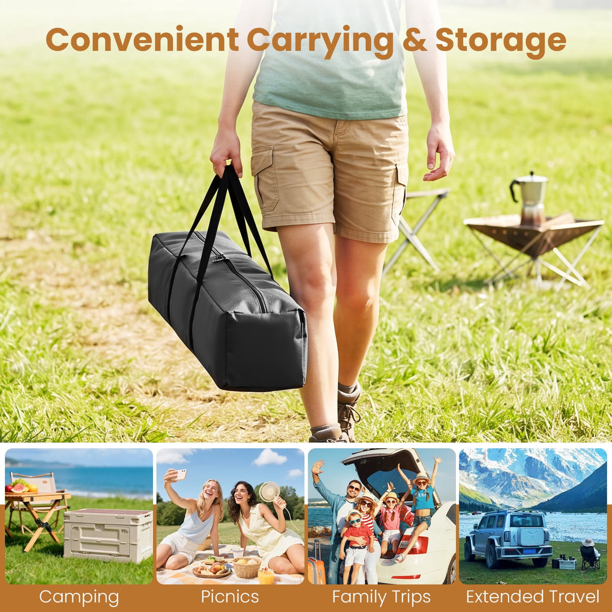 Costway 6-Person Outdoor Camping Tent with Rainfly & Carrying Bag, 3000mm Water-Resistant Gray