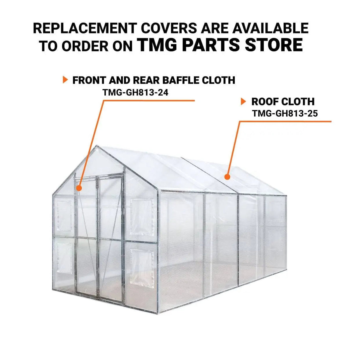 Greenhouse Grow Tent, 8' x 13', 20 Mil Ripstop Leno Mesh PVC Cover, Galvanized Steel Frame, Roll-up Windows, TMG-GH813