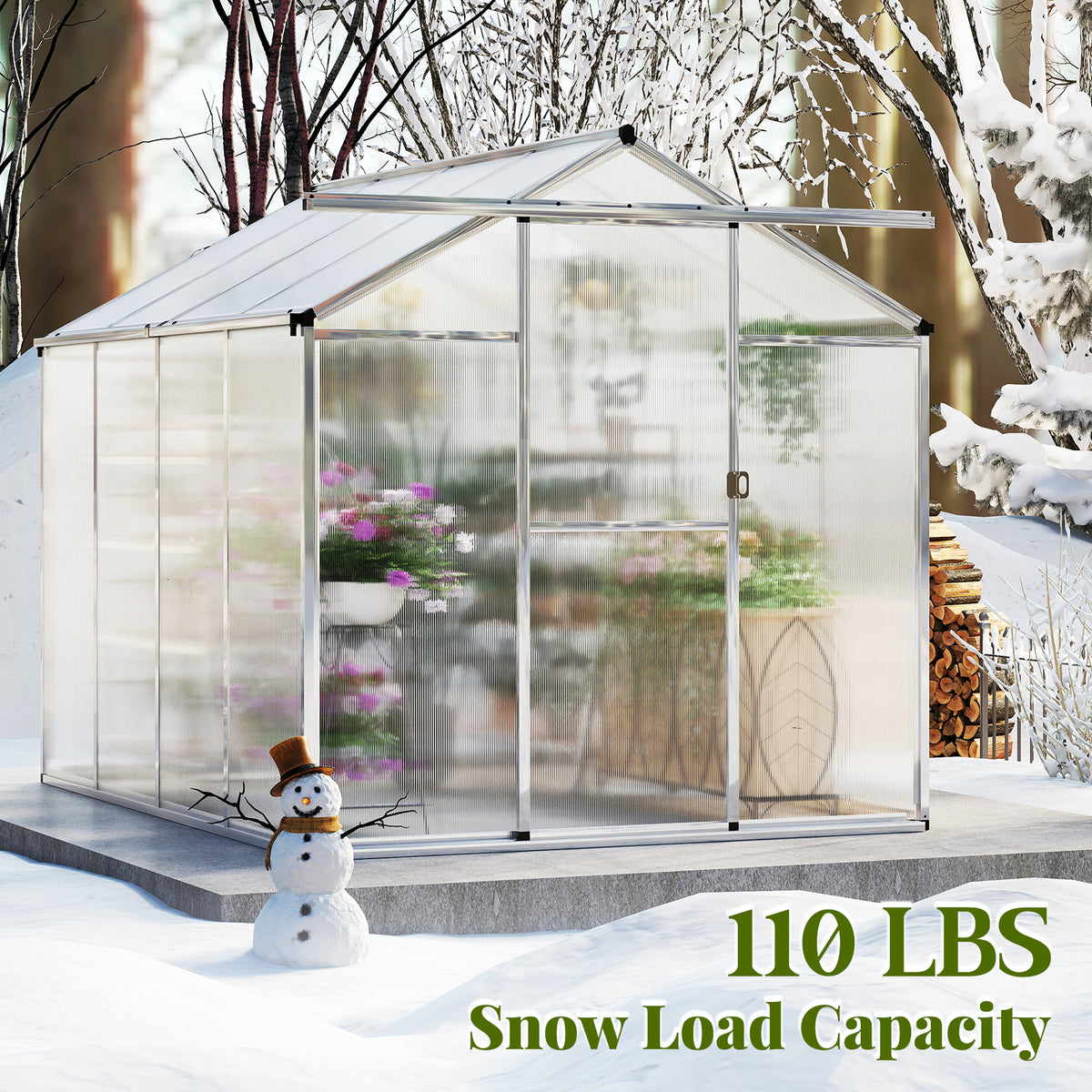 Gymax 6 x 8 FT Greenhouse for Outdoors Large Walk-in Green House w/ Rain Gutters