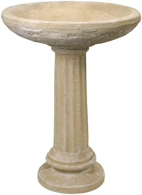 2026 NewSolid Rock Stoneworks 2 Piece Collanade Birdbath - 26" Tall - Desert Sand Color