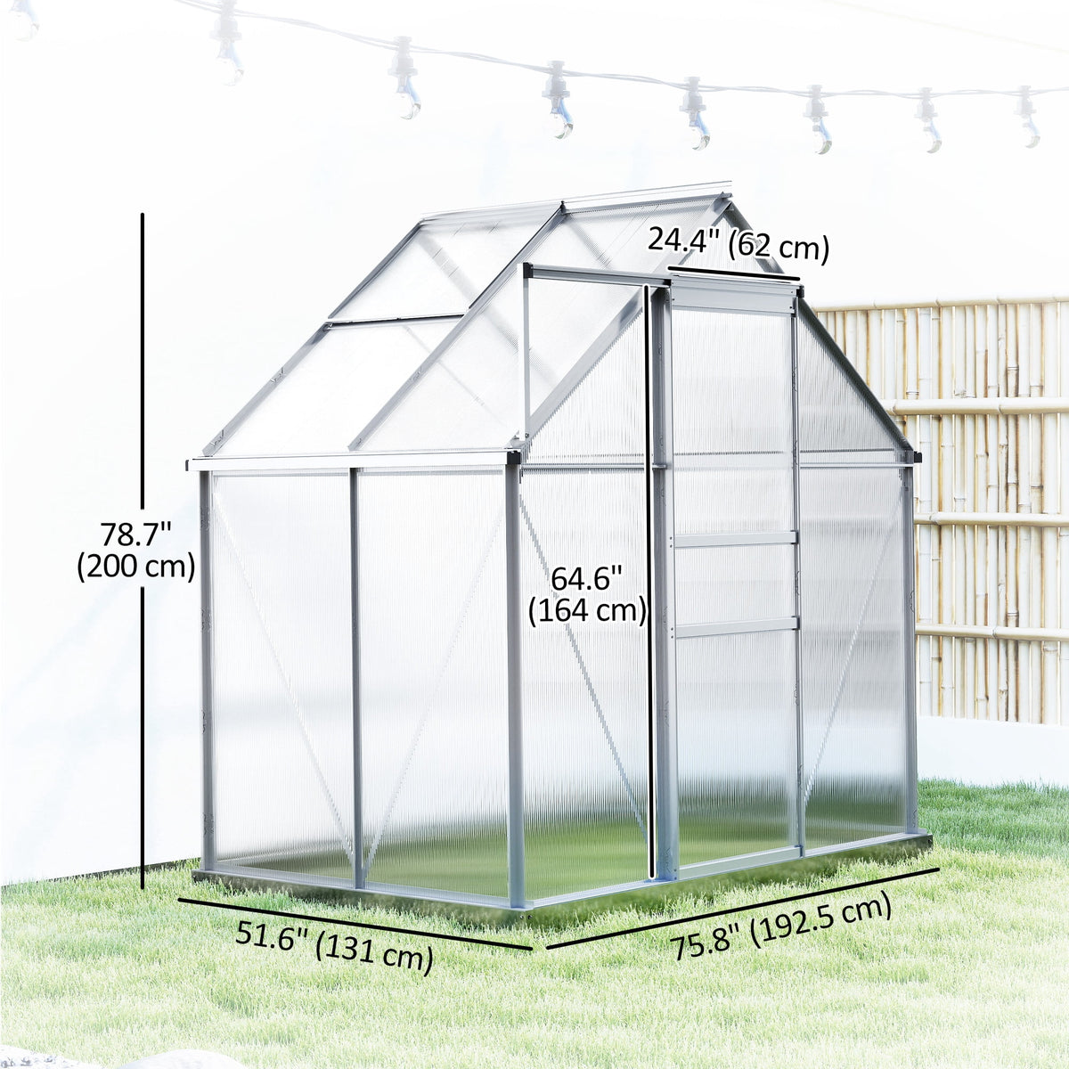 Outsunny 6' x 4' x 6.6' Polycarbonate Greenhouse Walk-in Green House Clear