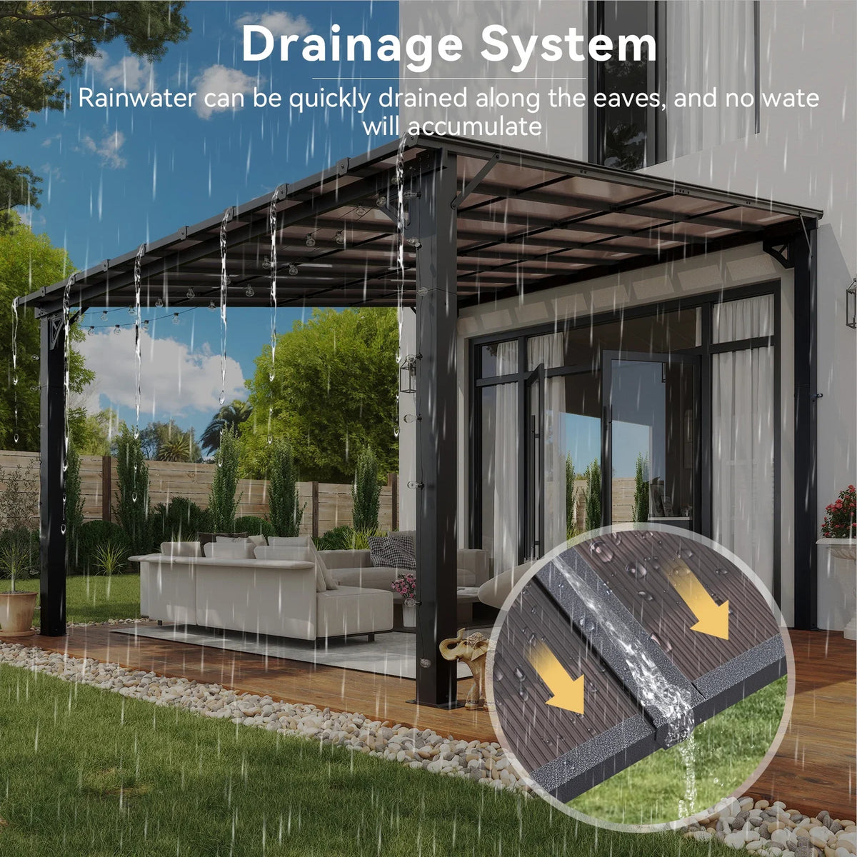 2026 NewAoxun 8' x 5' Gazebo for Patio, Gazebo Pergola with Sloped Roof, Grill Gazebo Large Wall-Mounted Heavy Duty Awnings, for Backyard, Deck, Patio