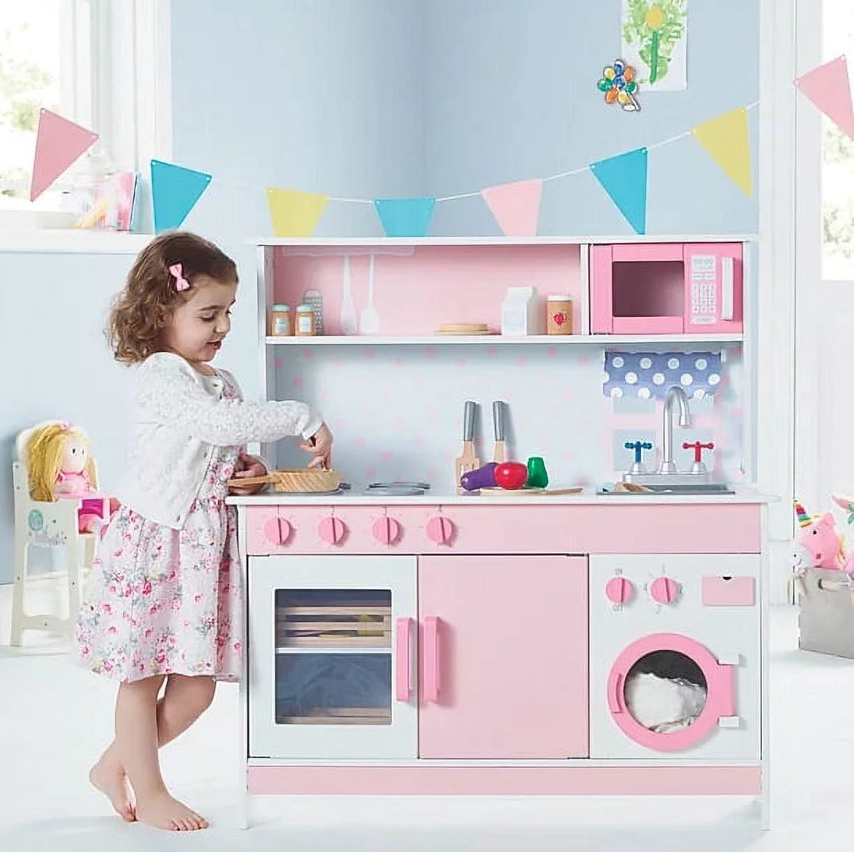 2026 NewSpark. Create. Imagine. Deluxe Wooden Play Kitchen - Pink