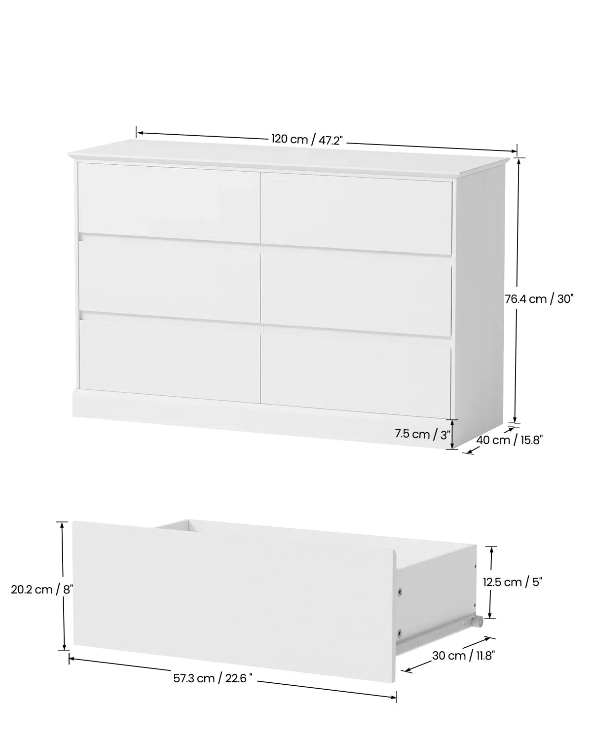 2026 NewWhite Dressers Bedroom Dresser 6 Drawer Storage Chest of Drawers Double Dresser Storage Side Cabinet Room Furniture for Bedroom Living Room