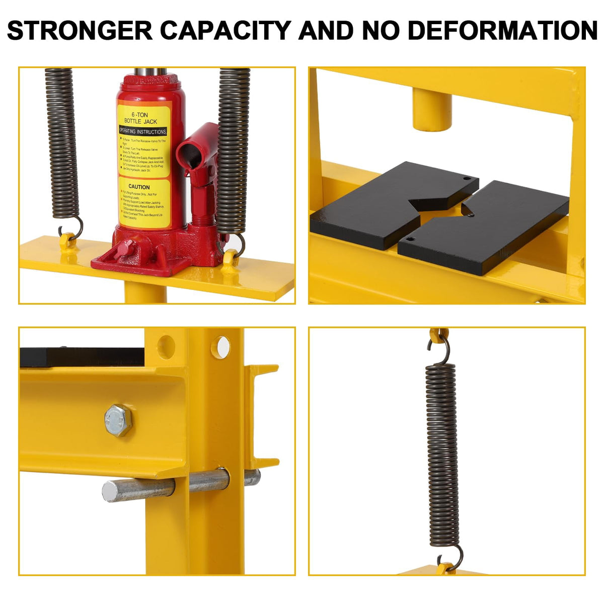 Yiwa Hydraulic Shop Press, 6 Ton Hydraulic Press, H Frame Garage Floor Benchtop Press Adjustable Shop Press with Plate for Gears and Bearings