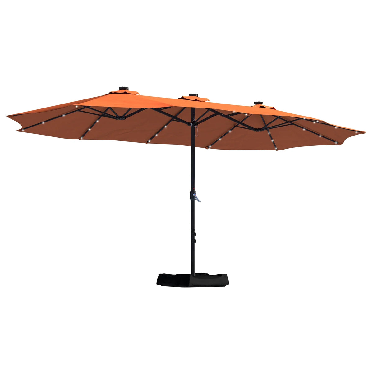 2026 NewMondawe 15ft Patio Umbrella Rectangular Outdoor Market Umbrella with Base and LED Lights Beige