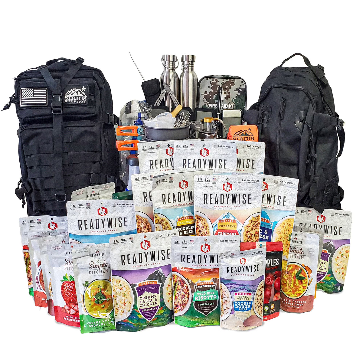 2026 NewFamily Comfort 72 Emergency Survival Kit/Backpack �C 72 Hour for 2 People �C Disaster Preparedness �C Delicious ReadyWise Food, Gear, Lighting, First Aid, Tools & More - Camo