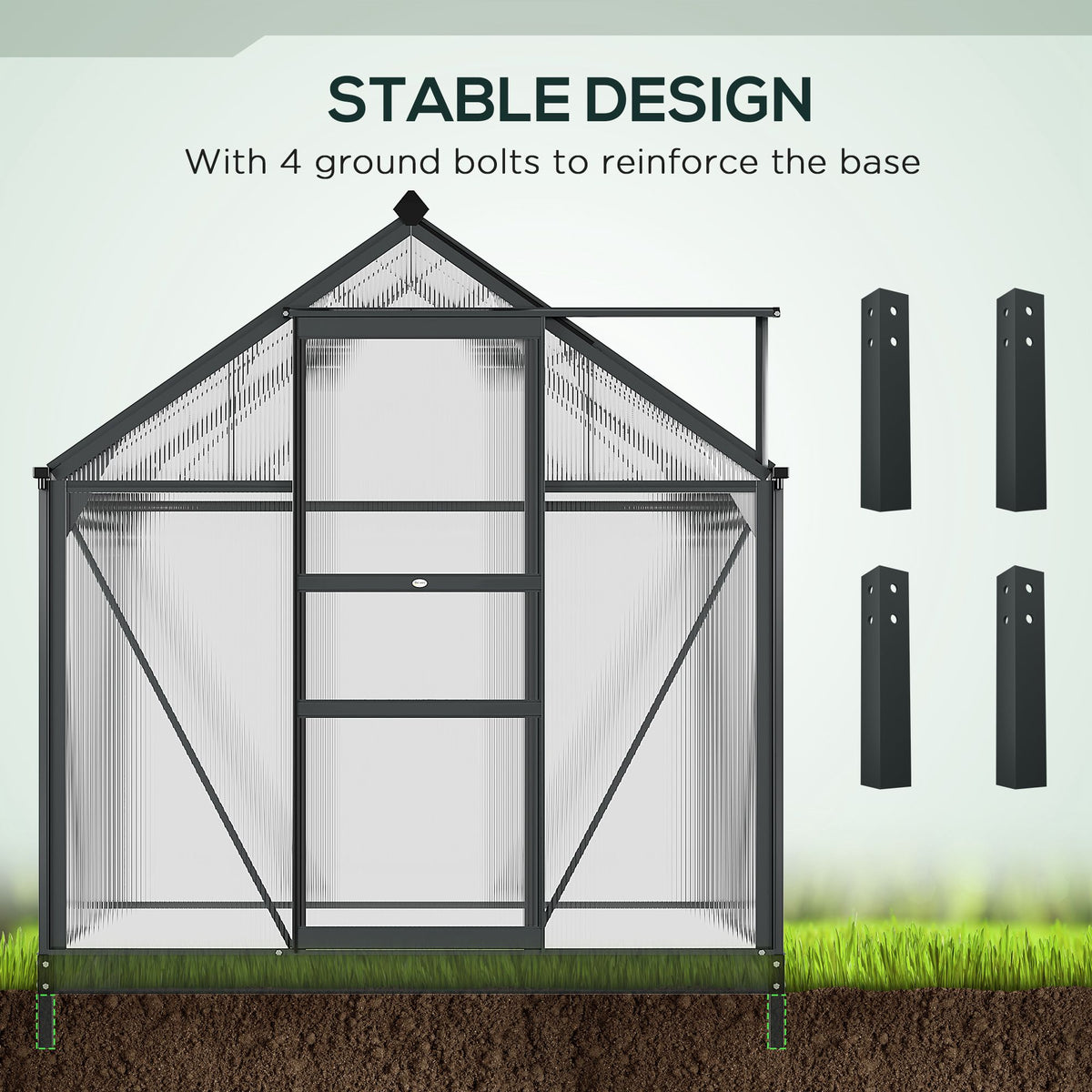 CoSoTower Greenhouse Garden, Green House, Outdoor Greenhouse Kit, PC Board with Sliding Door, 6.2' x 4.3' x 6.6', Grey