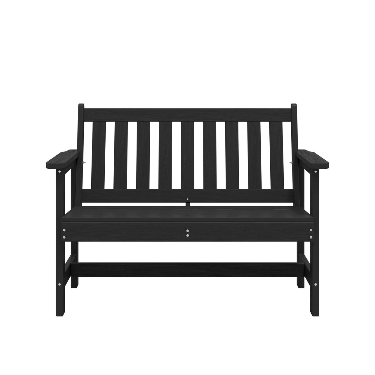 2026 NewSERWALL Outdoor Bench for 2-Person, Weather-Resistant HDPE with Aluminum Reinforcement, Supports 660 lbs, Comfortable Seating for Patio, Garden, and Porch, Black