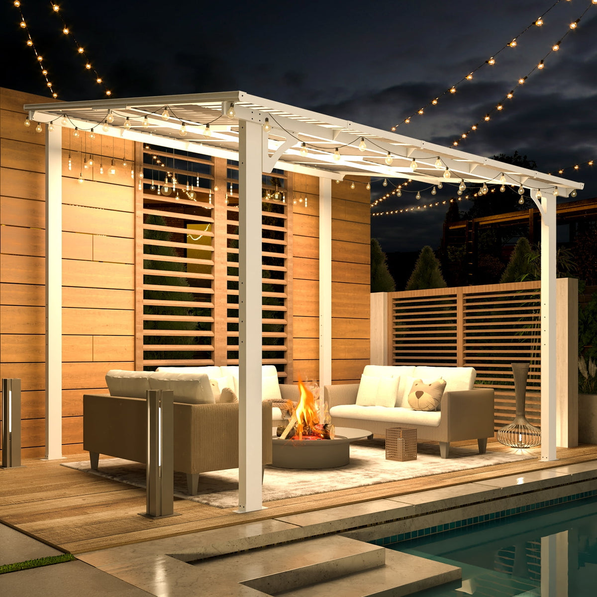 YODOLLA 8' x 10' Hardtop Gazebo, Aluminum Frame Patio Canopy with UV-Resistant PP Roof for Backyard Garden Deck - White