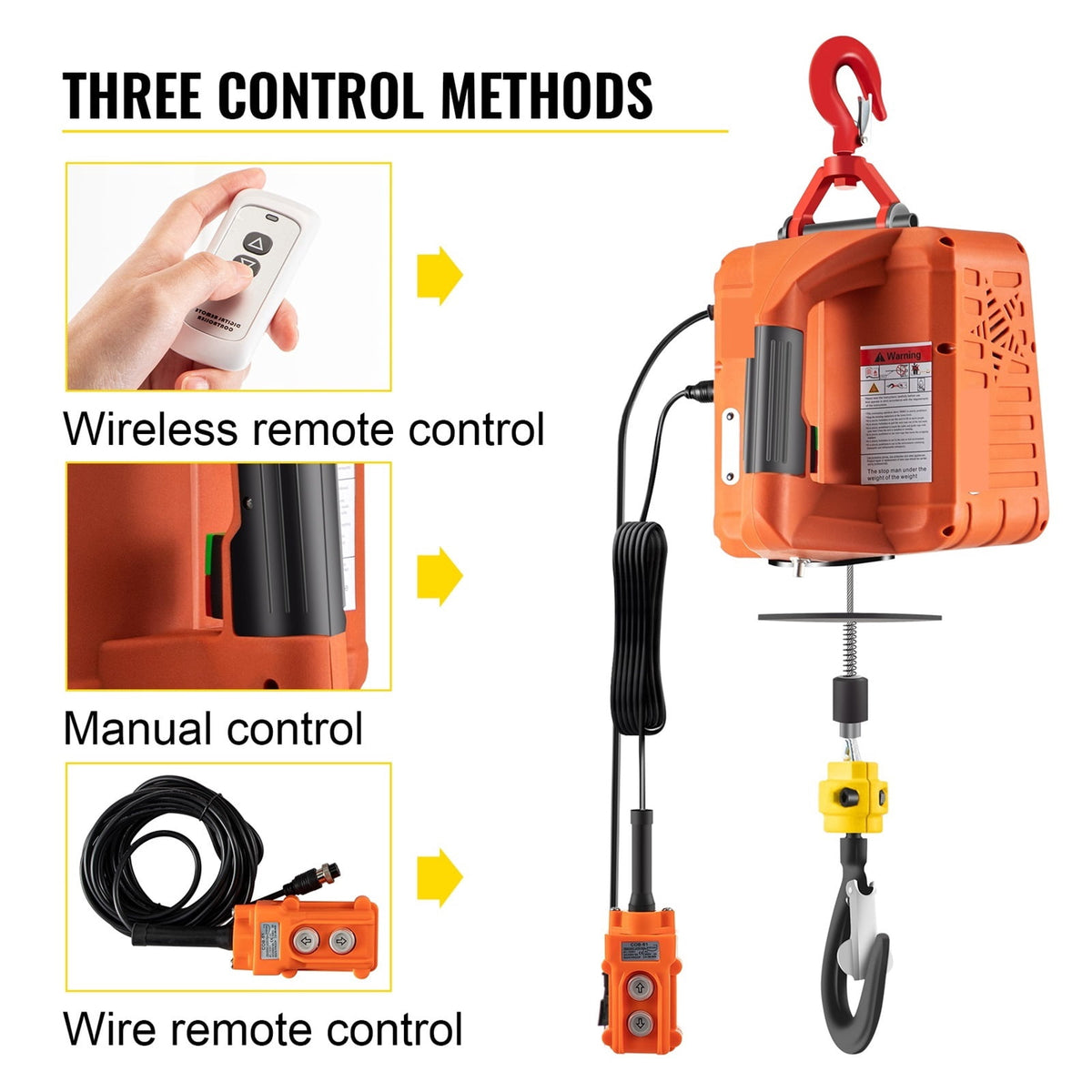 500kg/1100lbs Electric Hoist Winch Portable Crane 25ft Lifting Height Wireless Or Wire Remote Control For Transportation ,Outstanding Load Capacity