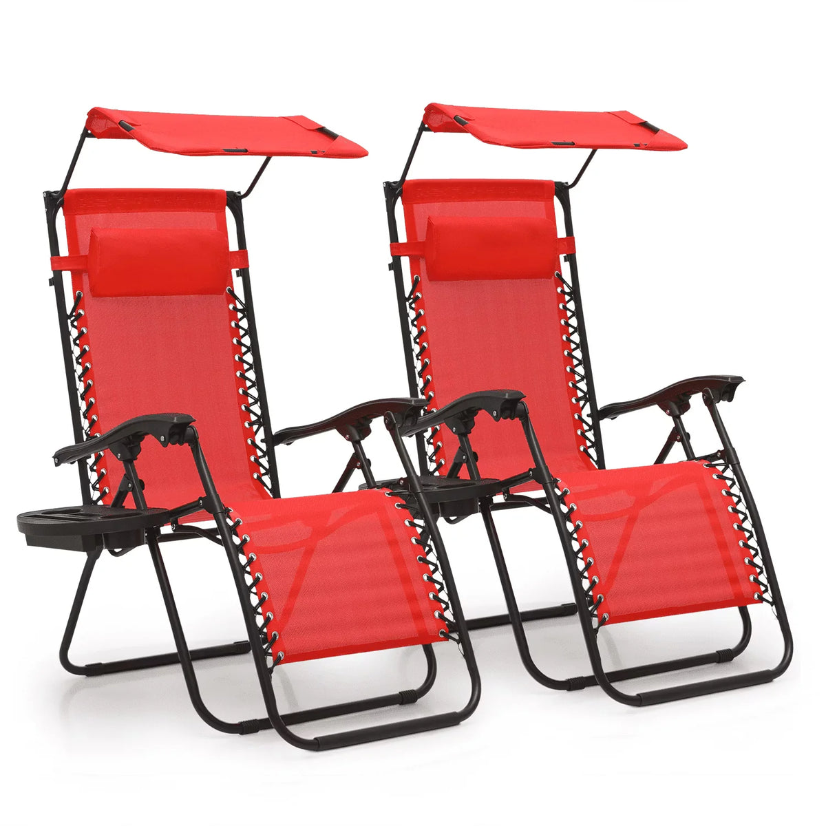2026 NewMoNiBloom Zero Gravity Chairs Set of 2, Folding Outdoor Patio Beach Recliner with Canopy Shade & Headrest, Black
