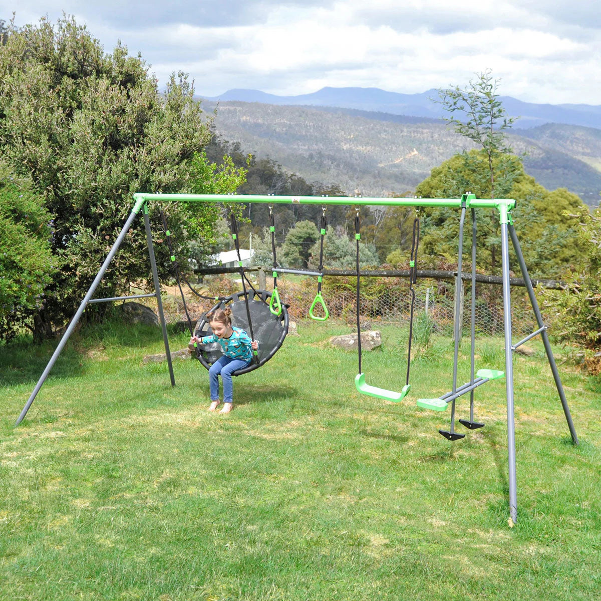 Lifespan Kids Lynx 4 Station Swing Set with Slippery Slide
