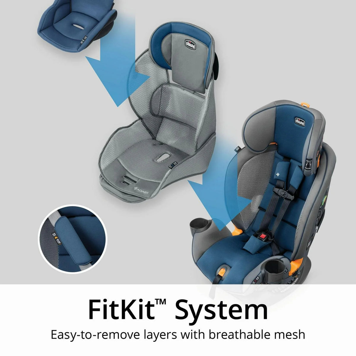 2026 NewChicco Fit4 Adapt 4-in-1 Convertible Car Seat - Vapor (Grey)