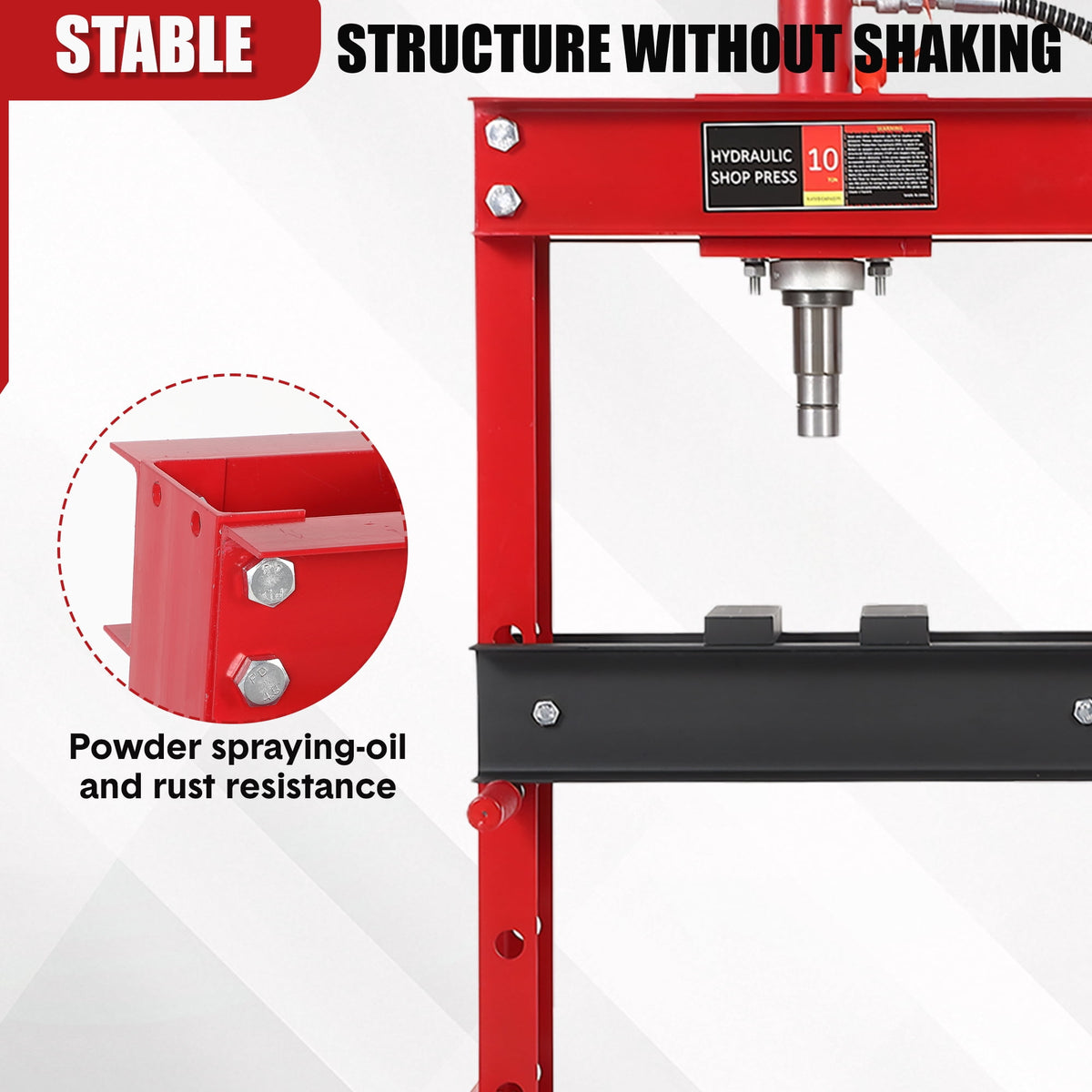 10 Ton Hydraulic Press, Heavy-Duty Adjustable H-Frame Garage Floor Shop Press with Stamping Plates to Straighten Bend or Press Parts, for Straightening/Automotive Repair/Garage Use