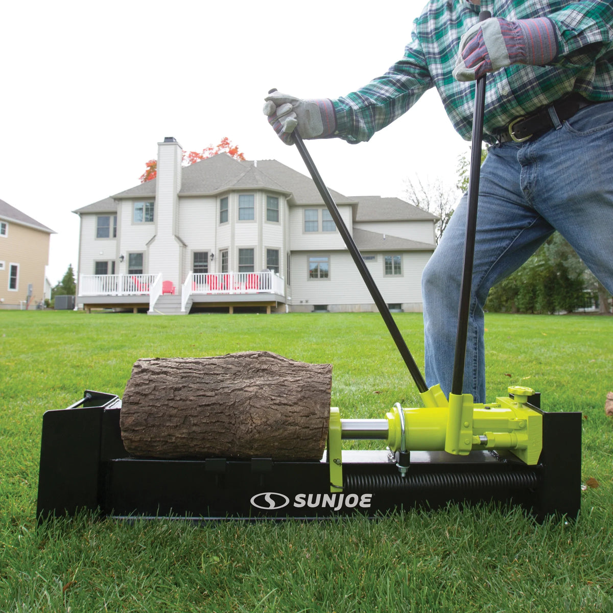 2026 NewSun Joe Hydraulic Steel Beam Log Splitter, 10 Ton Capacity Firewood Tool, Green, LJ10M