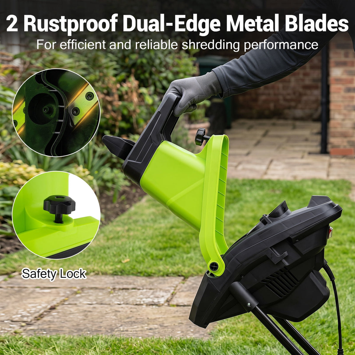 Costway 15-Amp Electric Wood Chipper Shredder Mulcher, 1.8" Max Cutting Diameter Green+Black