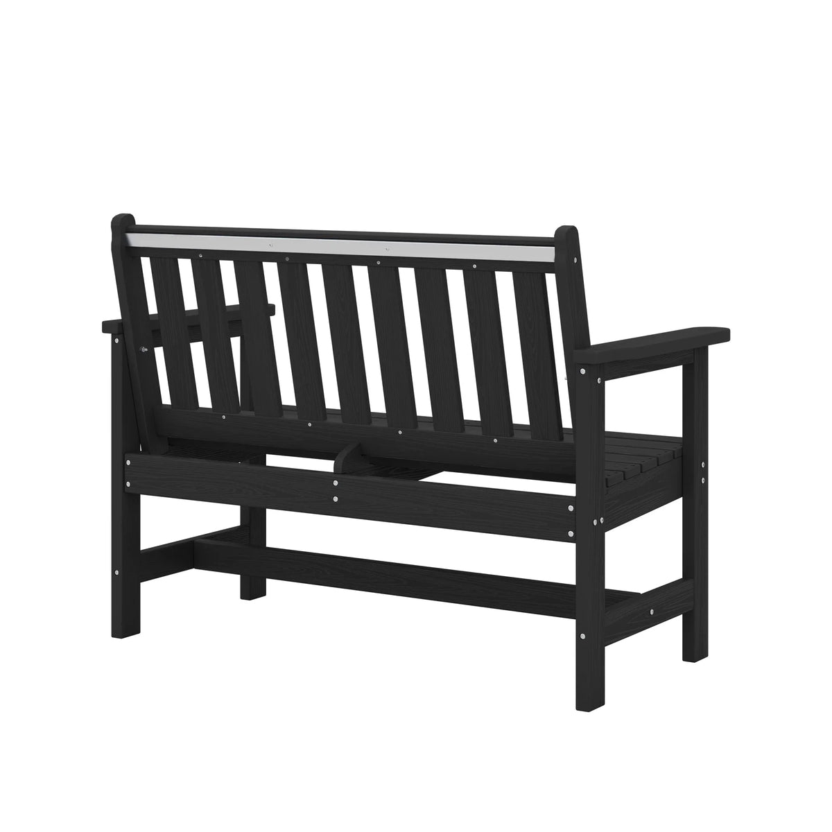 2026 NewSERWALL Outdoor Bench for 2-Person, Weather-Resistant HDPE with Aluminum Reinforcement, Supports 660 lbs, Comfortable Seating for Patio, Garden, and Porch, Black