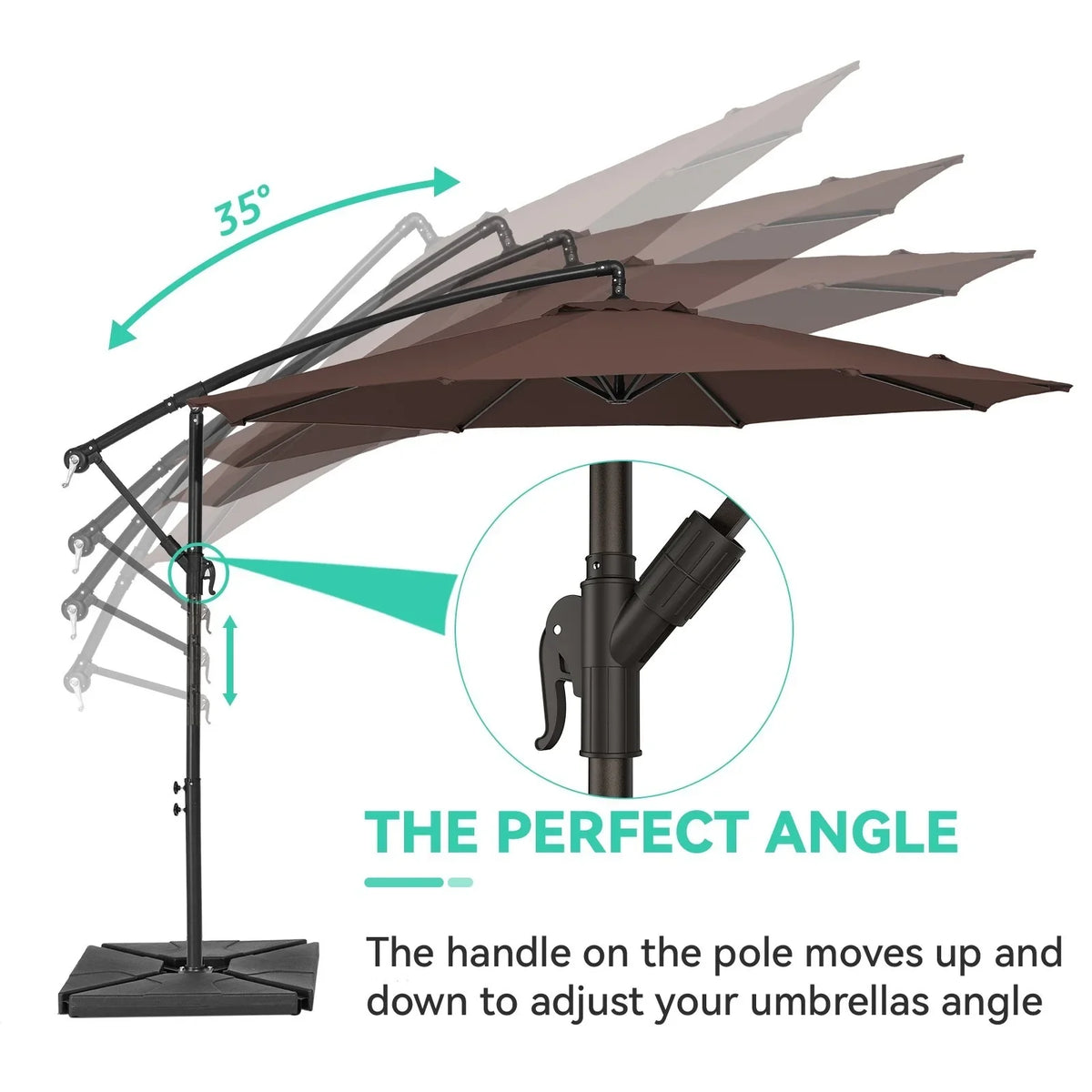 2026 NewJUSTLET 10ft Heavy Duty Patio Hanging Offset Cantilever Patio Umbrella W/ 4-Piece Base Included Included, Beige