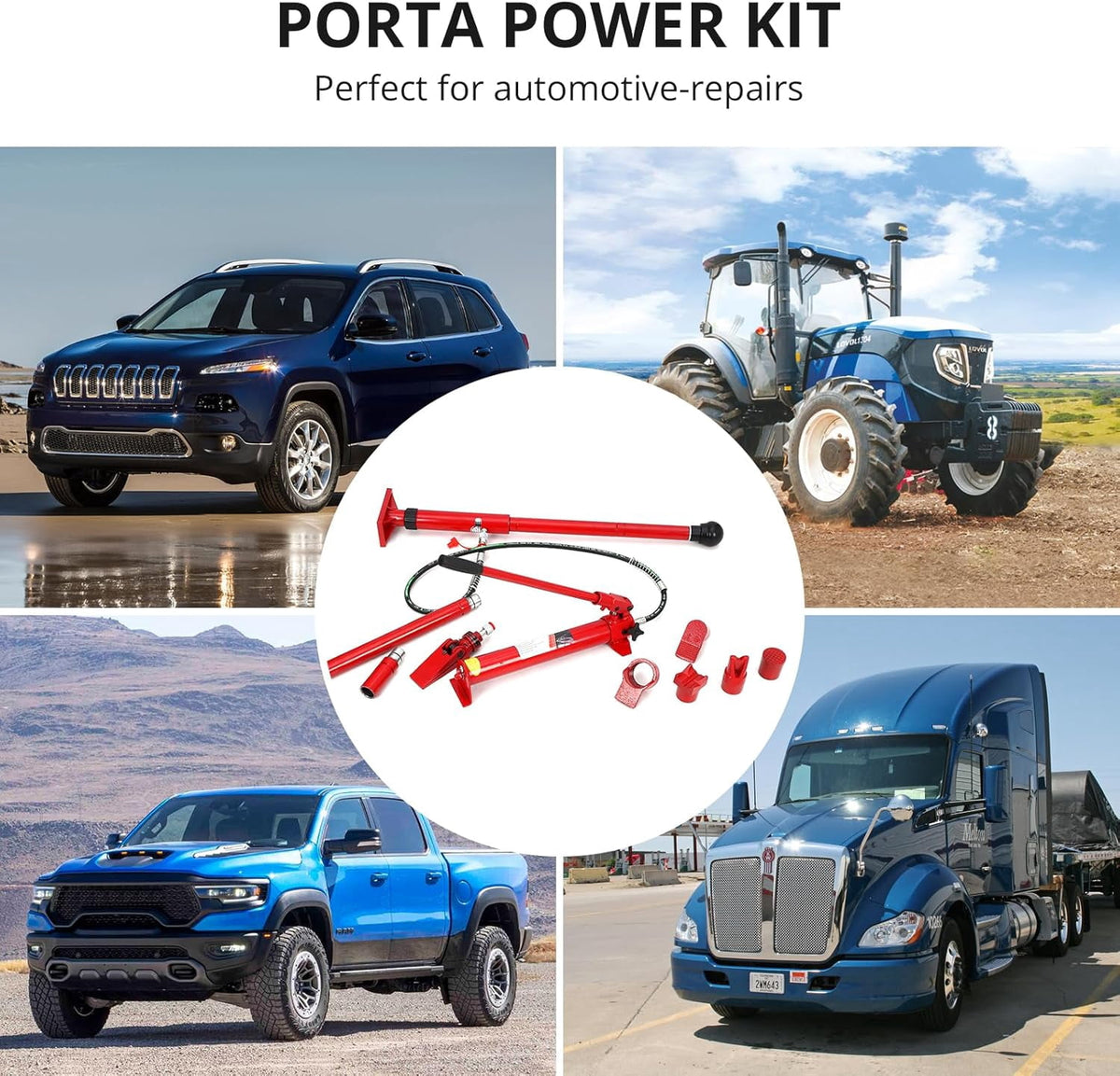 20 Ton Porta Power Hydraulic Kit Auto Body Frame Repair with 3.9 Ft Hose and Case