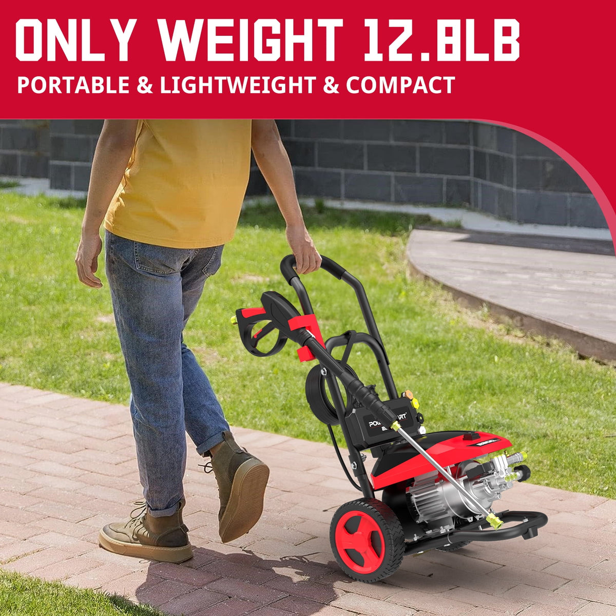 PowerSmart Electric Brushless Pressure Washer 2600PSI Max 1.2 GPM, Ultra Light Portable Power Washers