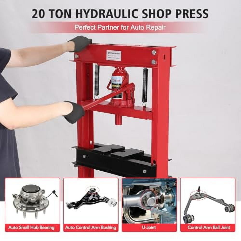 2025 New 6/12/20 Ton Hydraulic Press, Benchtop Hydraulic Shop Press, H-Frame Garage Floor Press with Press Plates, Adjustable Working Table Height