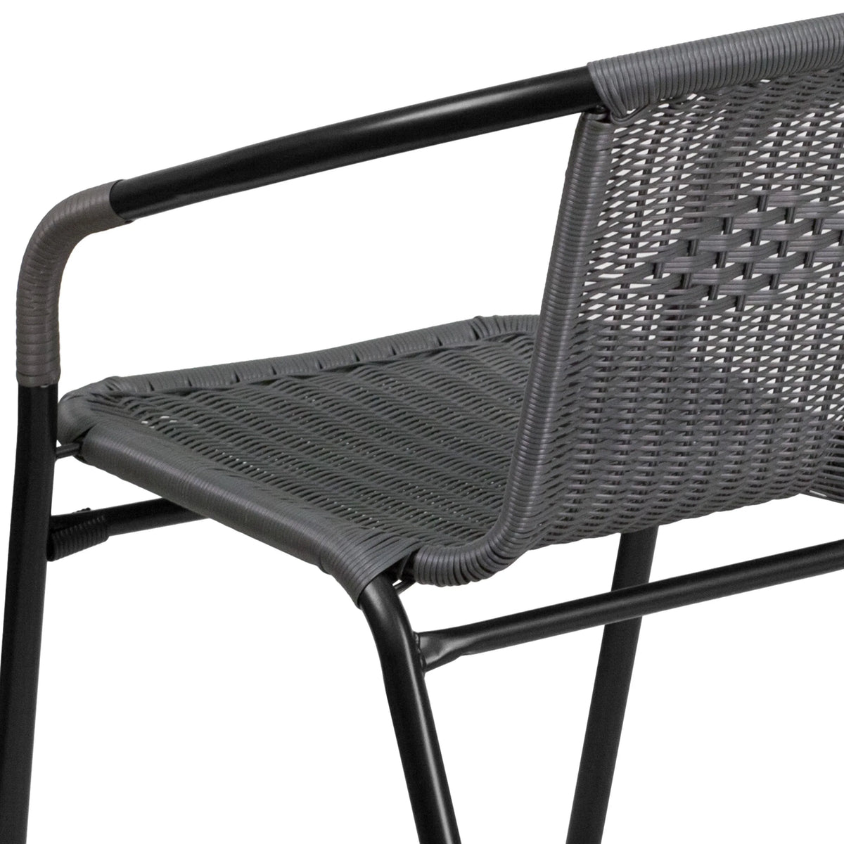 2026 NewEmma + Oliver Indoor/Outdoor Stacking Rattan Restaurant Patio Chairs, Set of 2, Gray