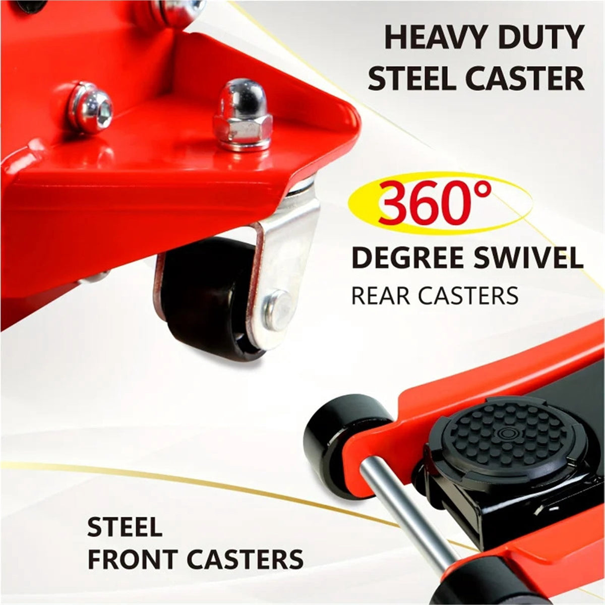 4t Low Profile Jack, Red And Black, Ultra Low Floor Jack With Dual Pistons Quick Lift Pump, Car Jack Hydraulic AutoLifts For Hom ,Easy to Operate