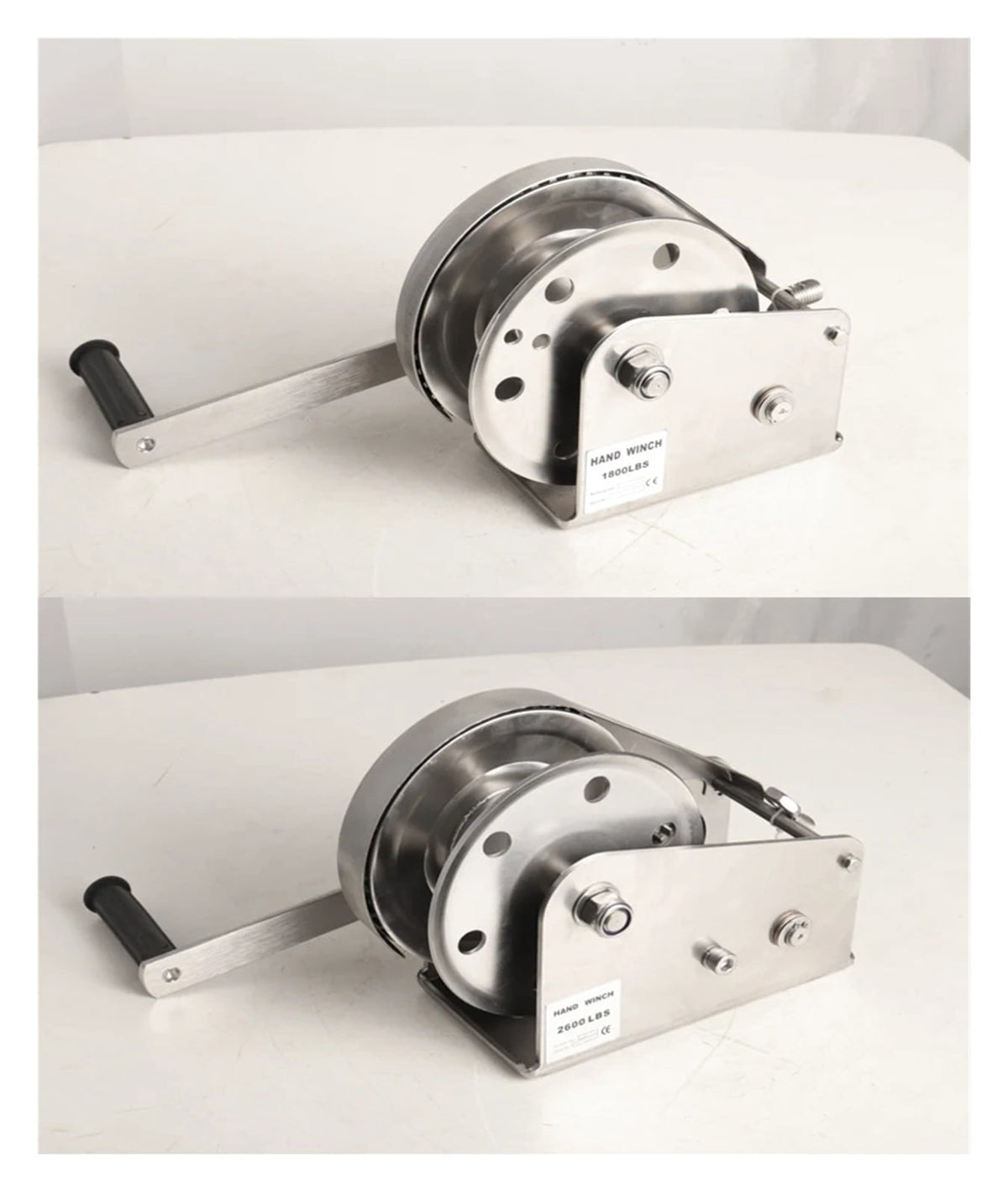 STAINLESS 304 Material 800-2600LBS Boat Truck Self Locking Wire Rope Cable Ratcheting Manual Hand Winch ,Excellent Towing Capacity