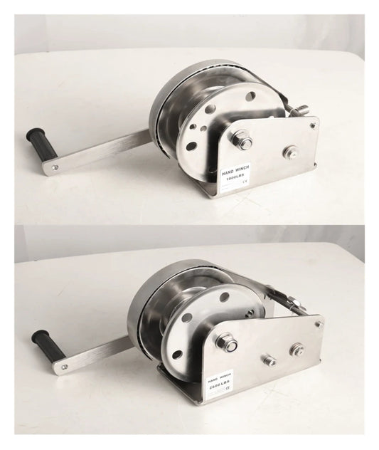STAINLESS 304 Material 800-2600LBS Boat Truck Self Locking Wire Rope Cable Ratcheting Manual Hand Winch ,Excellent Towing Capacity