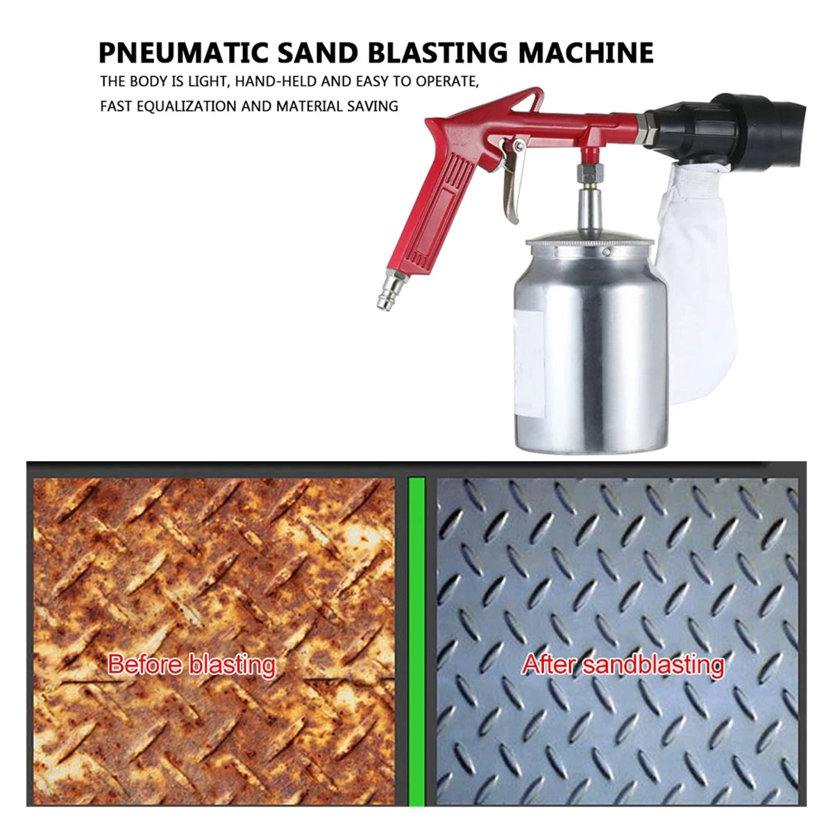 Pneumatic Sandblasting Spray Gun - 1/4in 450ml Sand Blasting Machine with 4 Nozzles for Rust Removal ,Easy to Use