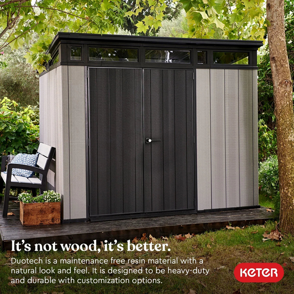 2026 NewKeter Artisan 9x7 Foot Large Outdoor Shed & Floor w/Modern Design, Grey