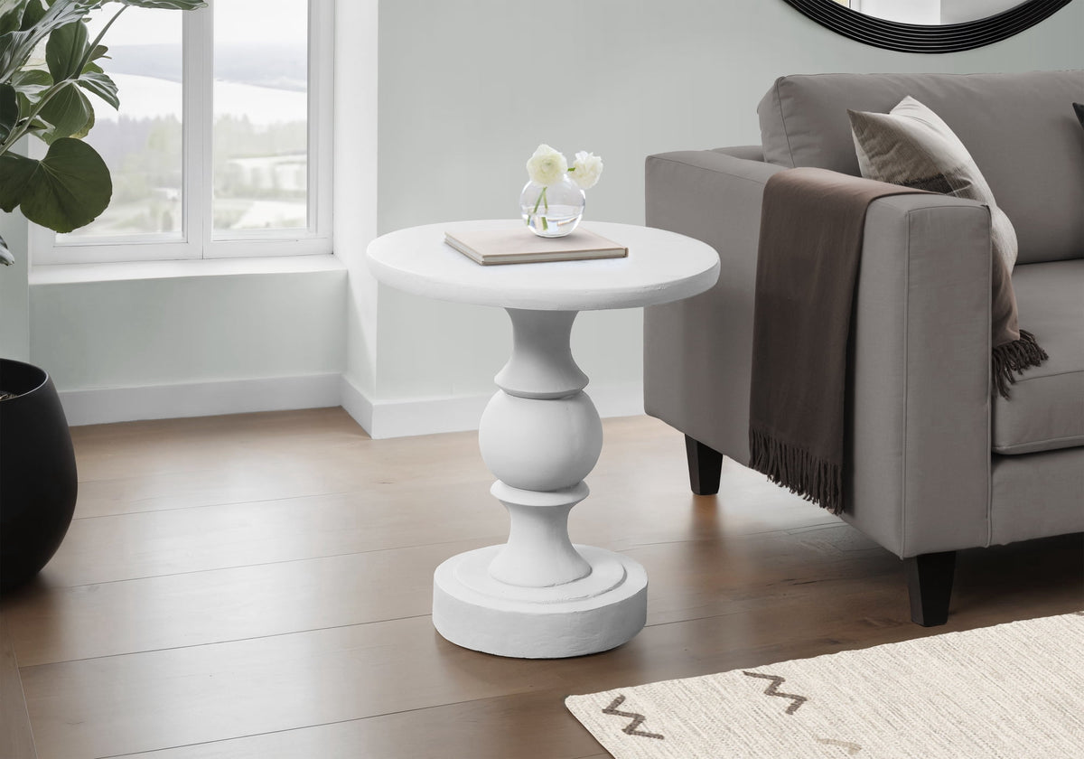 Monarch Specialties - Accent Table, 25"H, Indoor Or Outdoor, Bedroom, End, Living Room, Nightstand, Round, Side Table, White, Transitional