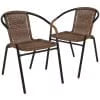 2026 NewEmma + Oliver Indoor/Outdoor Stacking Rattan Restaurant Patio Chairs, Set of 2, Gray