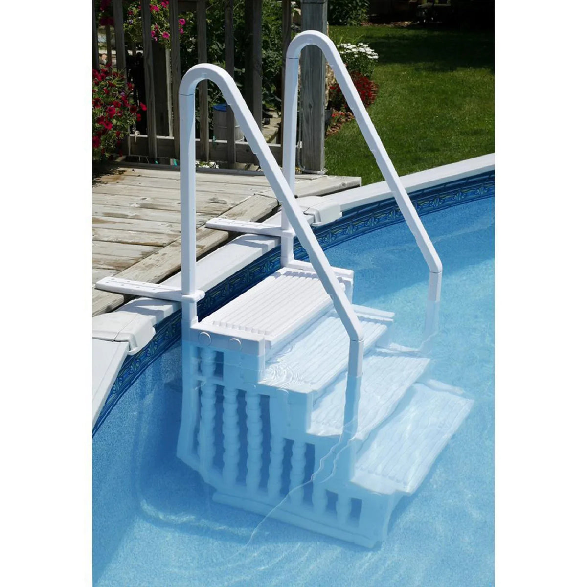 2026 NewBlue Torrent Antigua Step Ladder with Handrails for Above Ground Pools, White