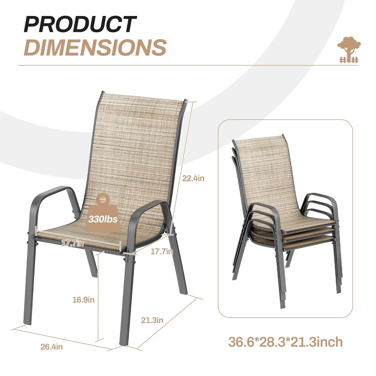 2026 NewArlopu 8Pcs Patio Dining Chairs Outdoor Stackable Armrest Chairs for Lawn Garden Backyard