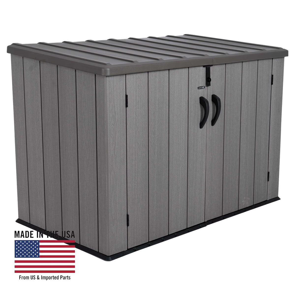 2026 NewLifetime Lockable DIY Polyethylene Horizontal Storage Shed, 75 cubic ft., Light Brown (60341)