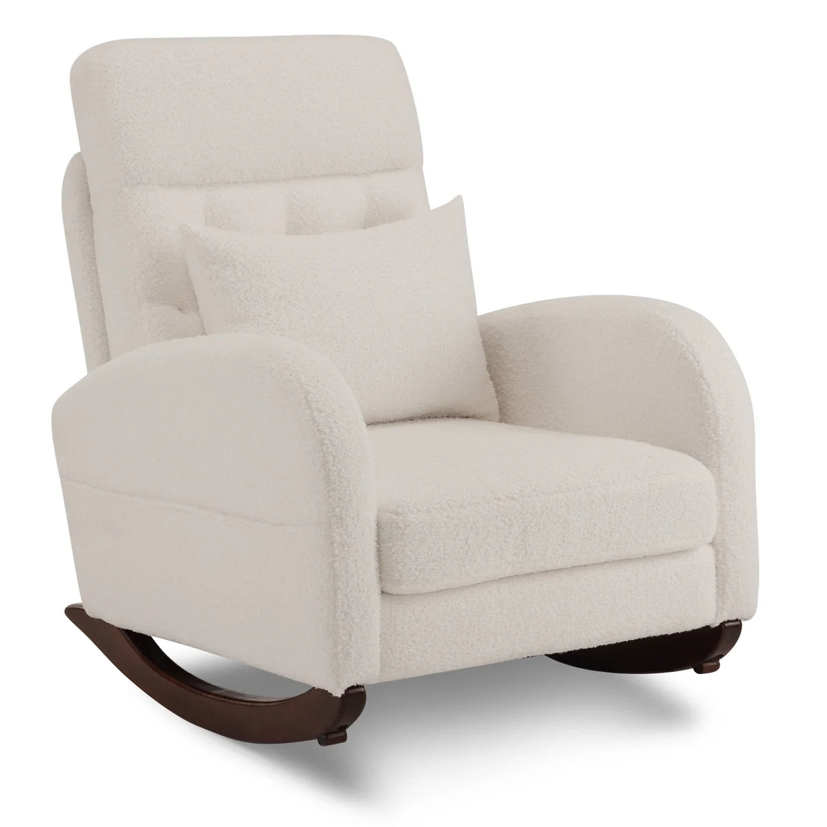 2026 NewKtaxon Rocking Accent Chair Glider Reading Chair Comfy Teddy Velvet Upholstered Single Sofa Rocker for Living Room, Nursery, Bedroom Beige