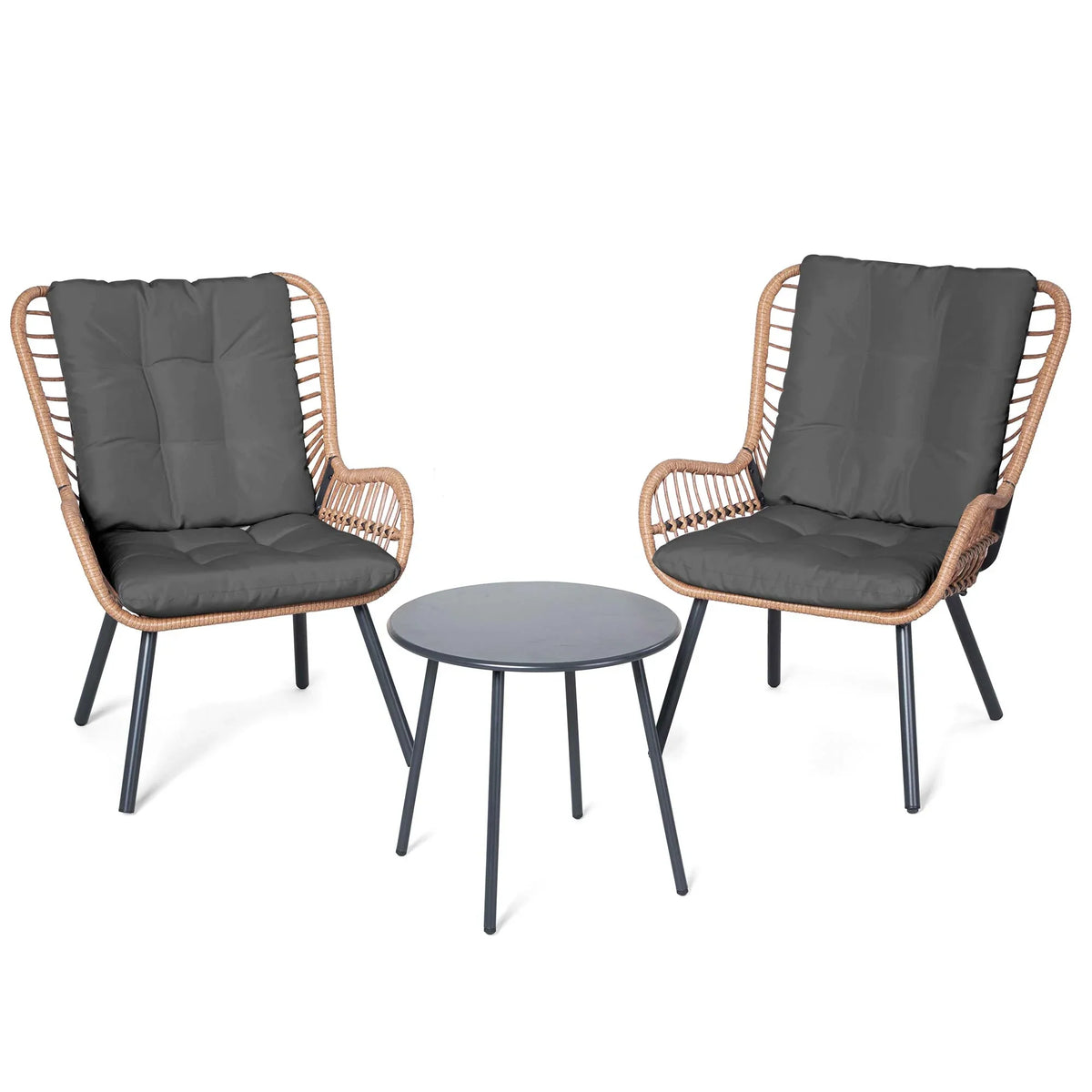 2026 NewLAUSAINT HOME 3-Piece Patio Furniture Set, High Back Outdoor Bistro with Coffee Table & Beige Cushions for Garden or Deck
