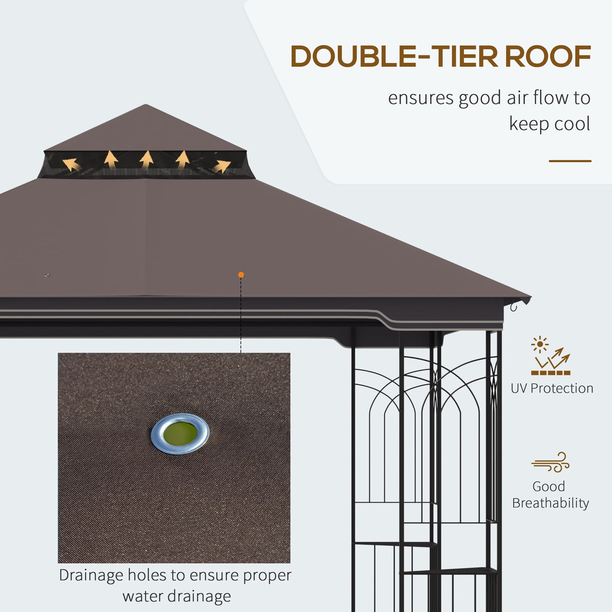 Outsunny 10'x10' Soft-top Patio Gazebo Deck Canopy, Coffee