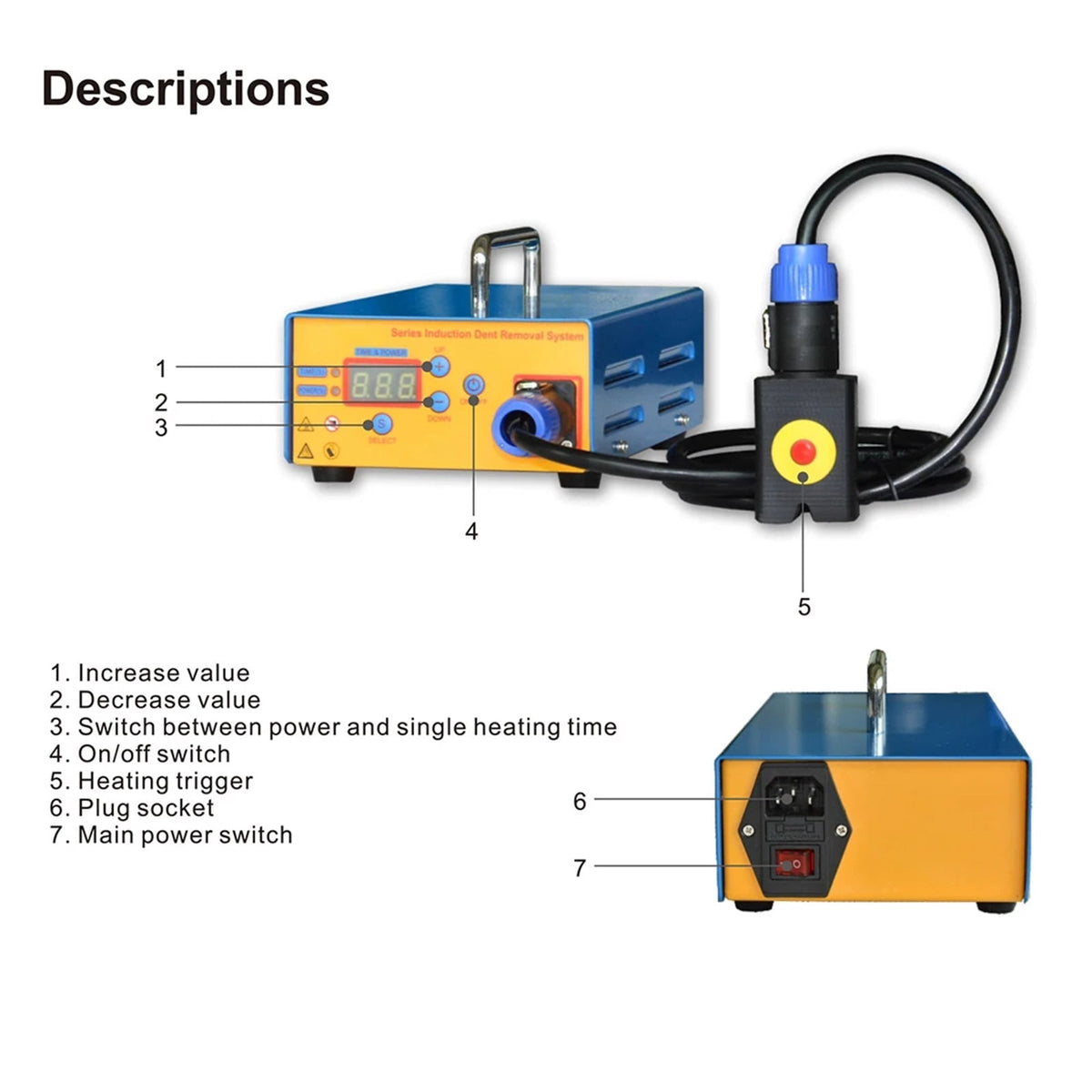 Auto Body Paintless Dent Repairs Machine Portable Removal Induction Heating Equipment Car Metal Plate Dents Restore Pulling Tool ,30S Fast Heating